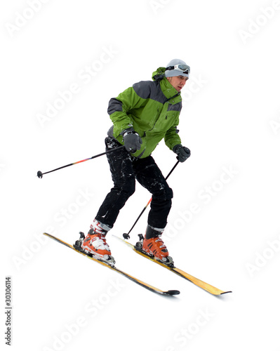 Skier isolated on white