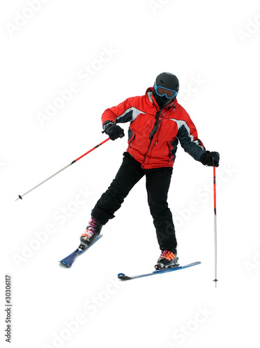 Skier man isolated on white