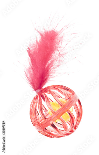 Red Cat Toy with Bell and Feather