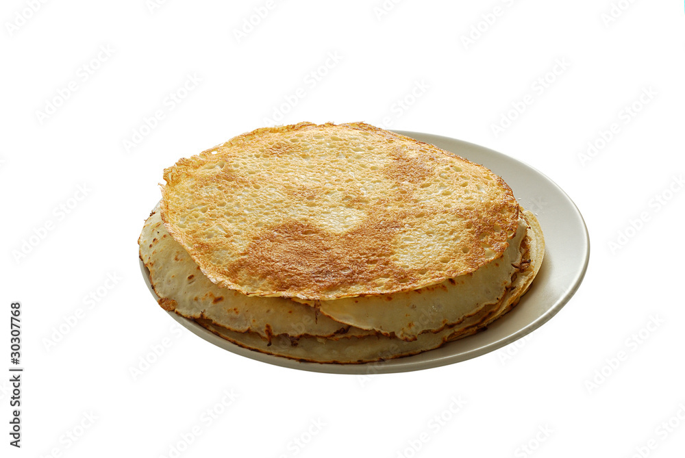Stack of blinis on plate