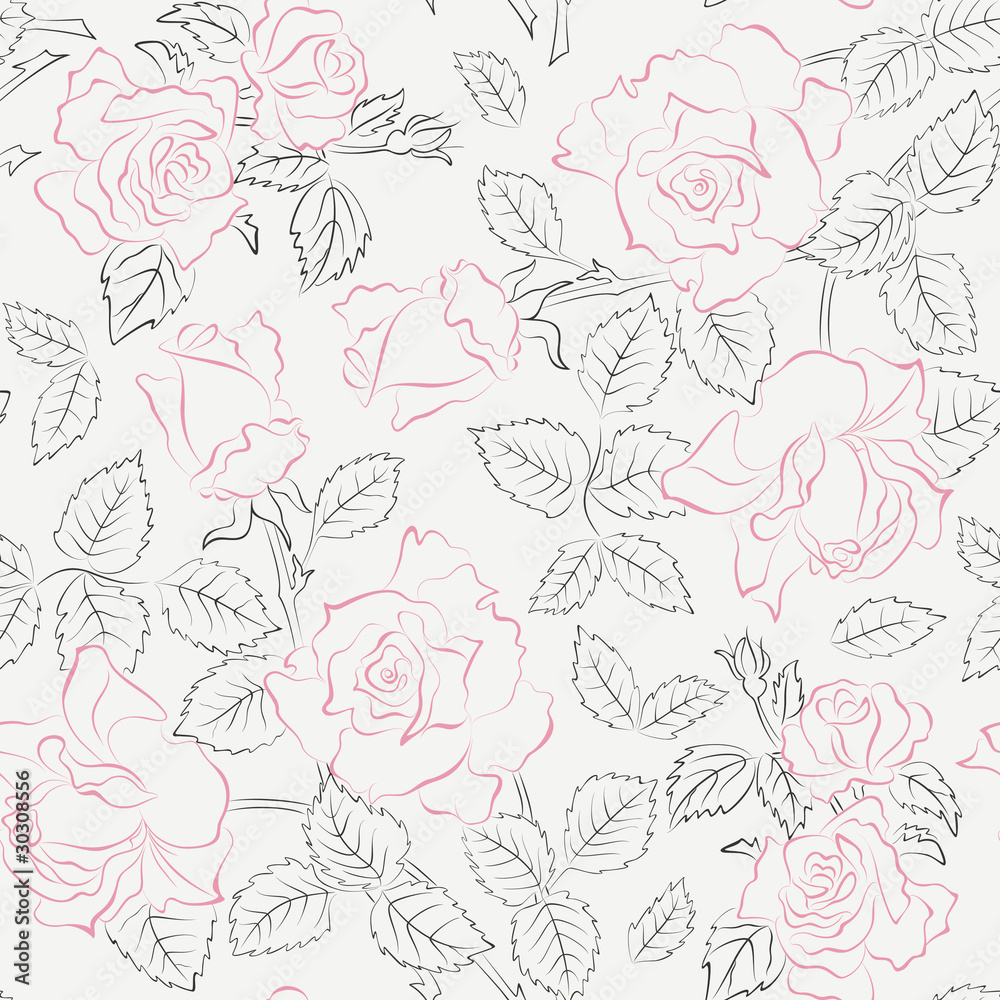 Floral seamless pattern with roses