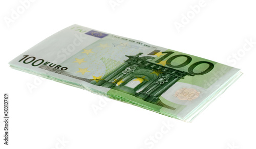 Stack of one hundred euro bills