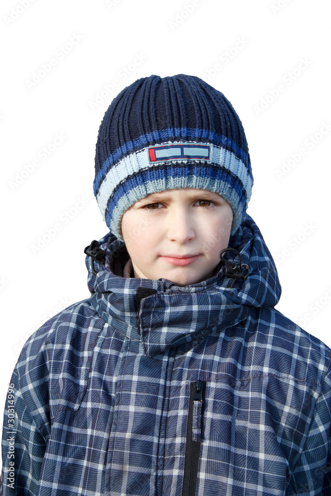 Small boy dressed to winter cloth isolated Small boy dressed to winter cloth isolated