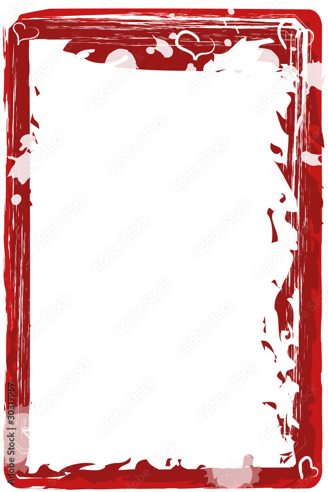 rot Rahmen Pinsel ausgefranst Vorlage Herz Stock-Illustration | Adobe Stock