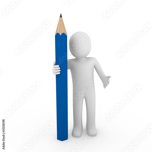 3d human pencil blue