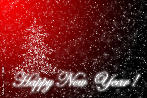 Red background with a fur-tree. New year.