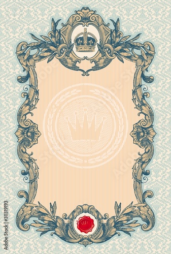 Ornate engraved vintage decorative vector frame