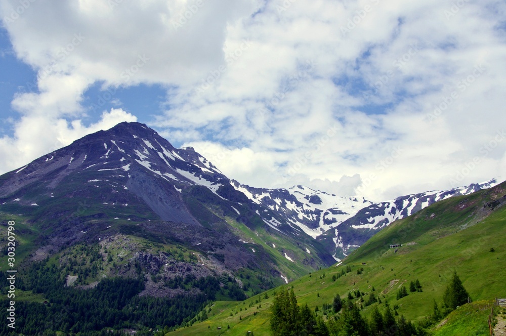 Landscape of the Grossglockner route in the Austrian Alps