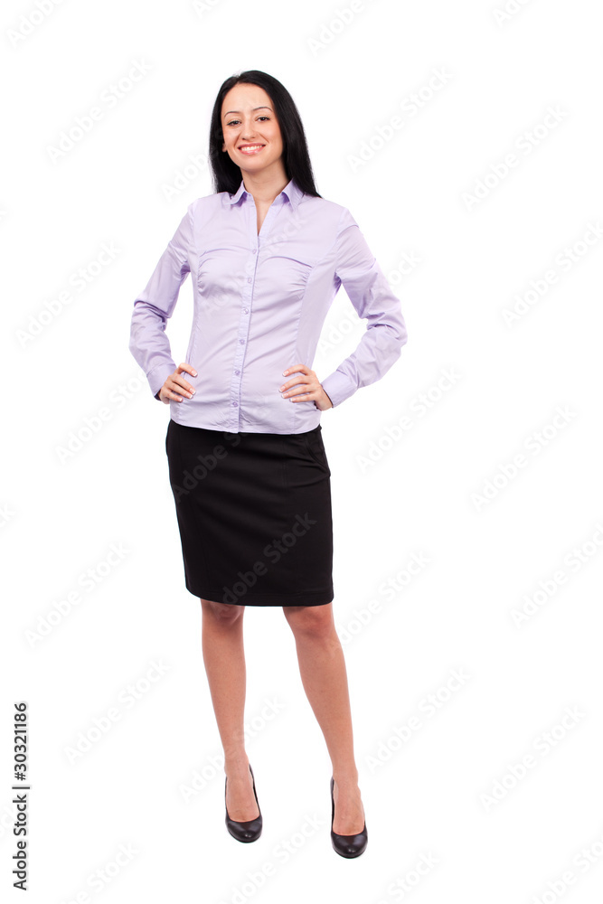 Hispanic businesswoman on white Hispanic businesswoman on white