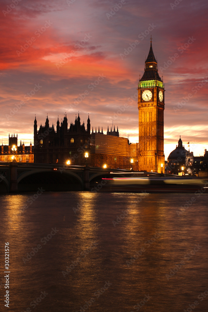 Big Ben in the evening, London, UK