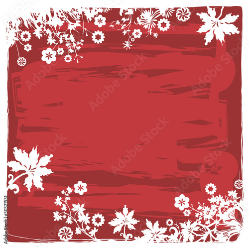Bordure de Fleurs sur Fond Rouge