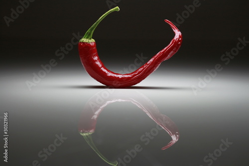 Red hot chili with reflections