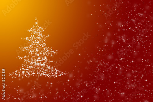 Red background with a fur-tree.