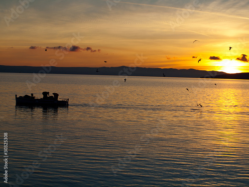 Fishing in sunset