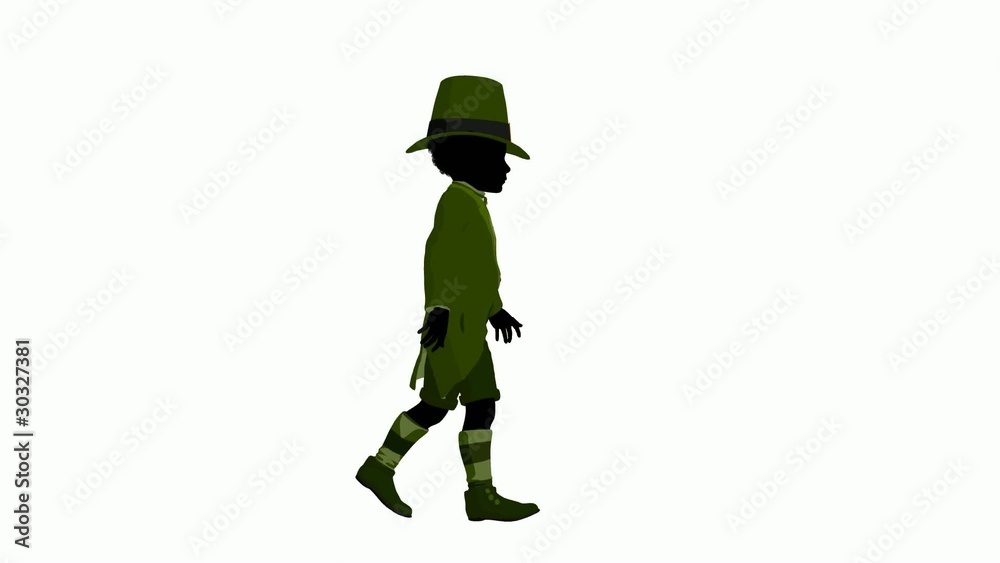 African American Leprechaun Boy Walking