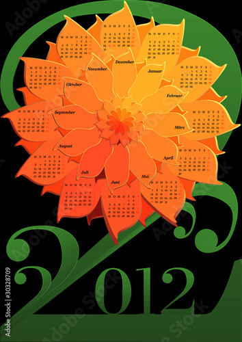 Kalender 2012 - stilisierte Blume (Feiertage Deutschland)