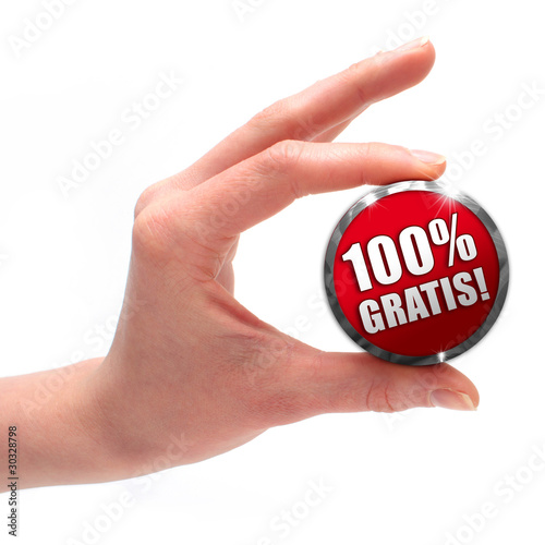 100% Gratis! Button, Icon
