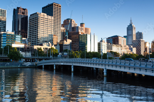 Melbourne skyline and Queens Bridge across the Yarra River
