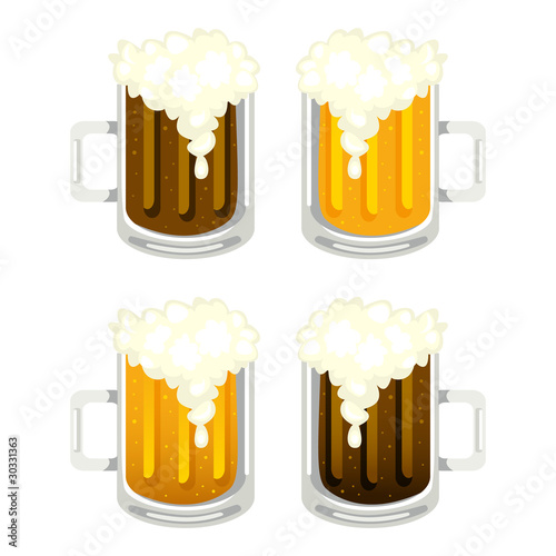 Four glass mug with dark and light beer