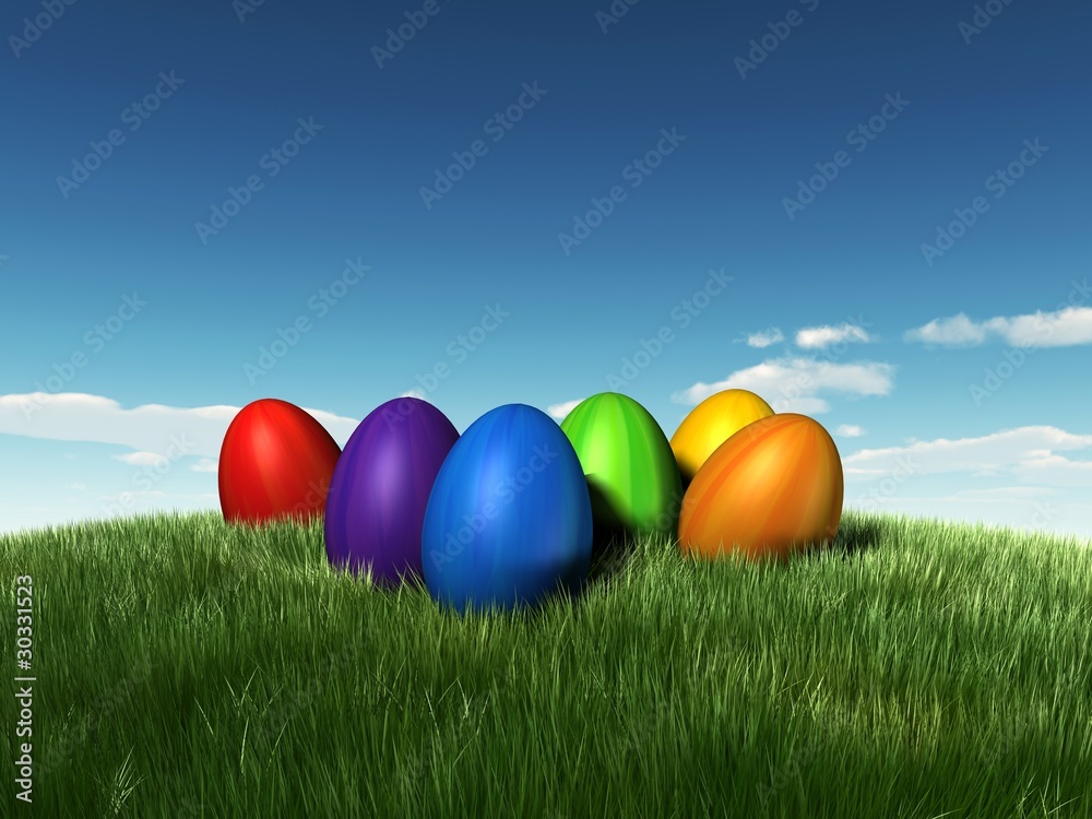 bunte Ostereier auf einer Wiese bunte Ostereier auf einer Wiese