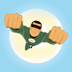 Stickers Superhelden Groene superheld in stripstijl  © benchart