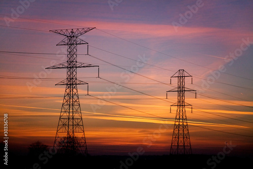 Power Lines At Sunset