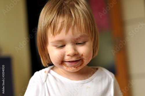 baby with chocolate