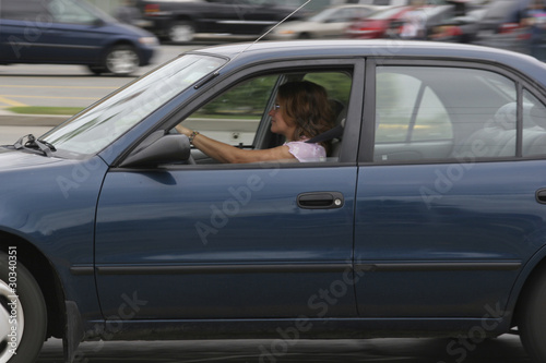 Woman driving a car