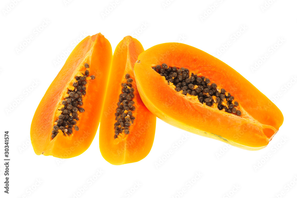 Cut Papaya Showing The Seeds Within Cut Papaya Showing The Seeds Within