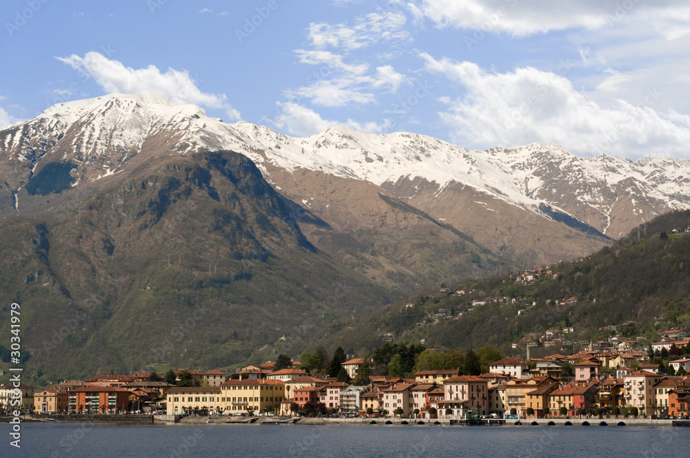 Fototapeta premium View on Gravedona with Alps, Lake Como, Italy, Europe