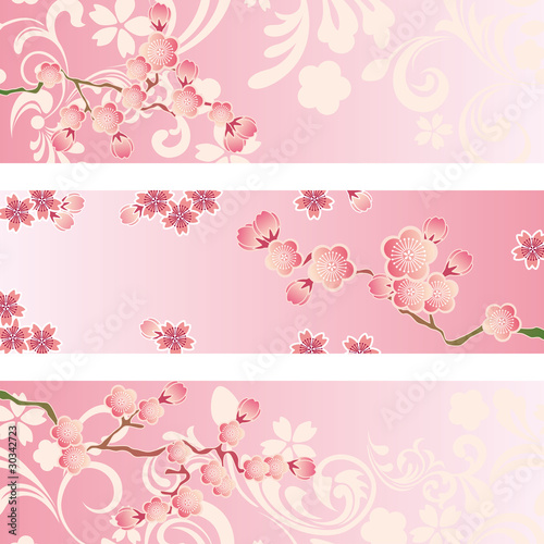 Cherry blossom banner set