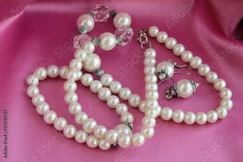 pearls on lily satin