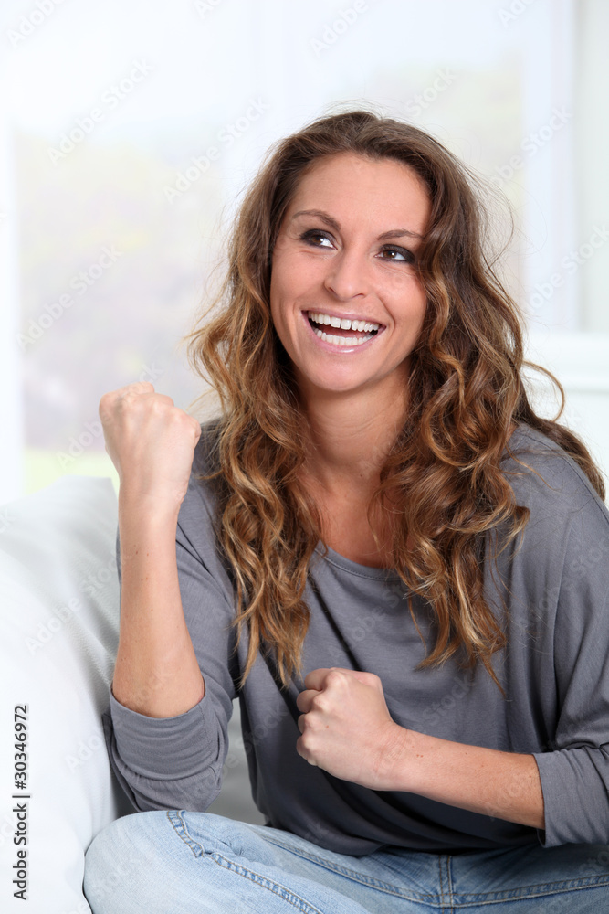 Portrait of woman with happy look on her face Portrait of woman with happy look on her face