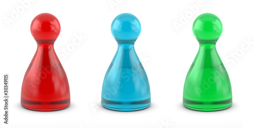 three colorful game figure