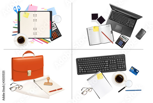 Big set of business and office backgrounds. Vector