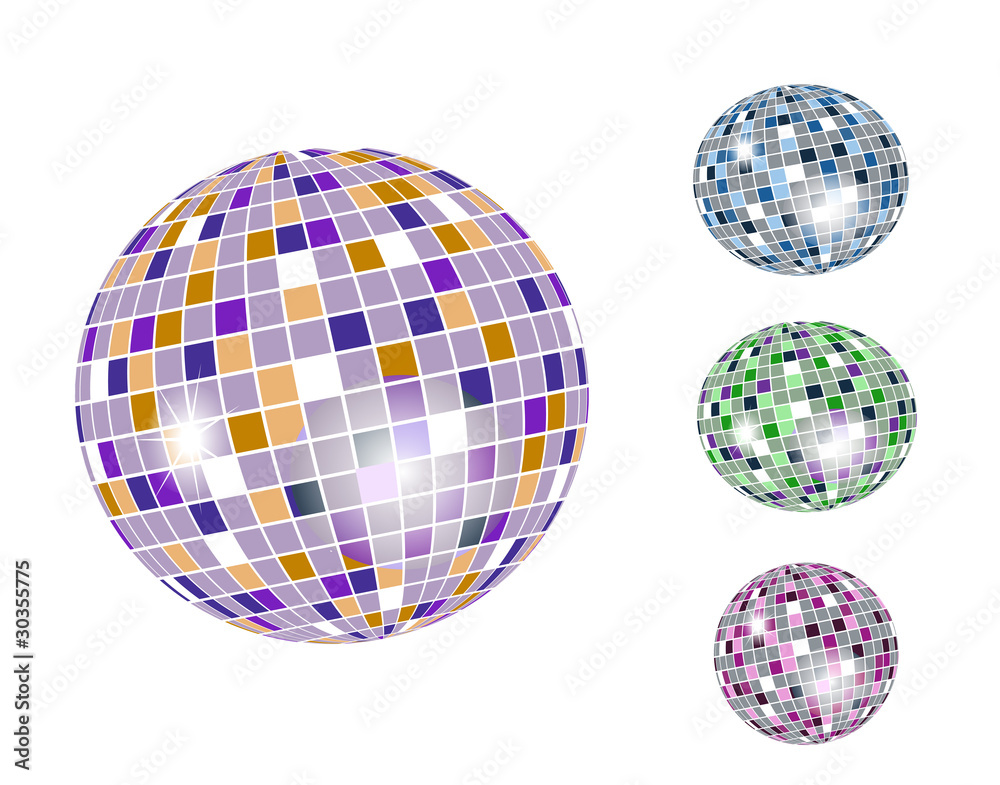 colorful discoball icon set colorful discoball icon set