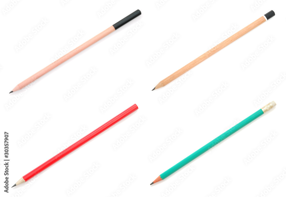 Set of pencils on white background Set of pencils on white background