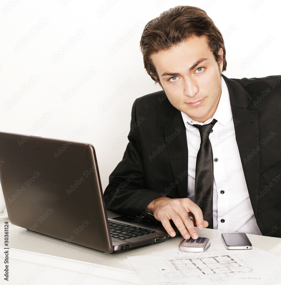 Business Mann am Schreibtisch Business Mann am Schreibtisch