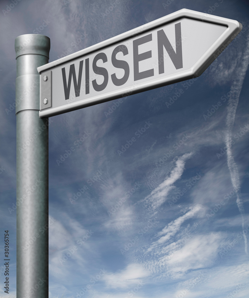 Fototapeta premium Knowledge German road sign clipping path