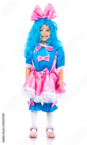 Little girl with blue hair