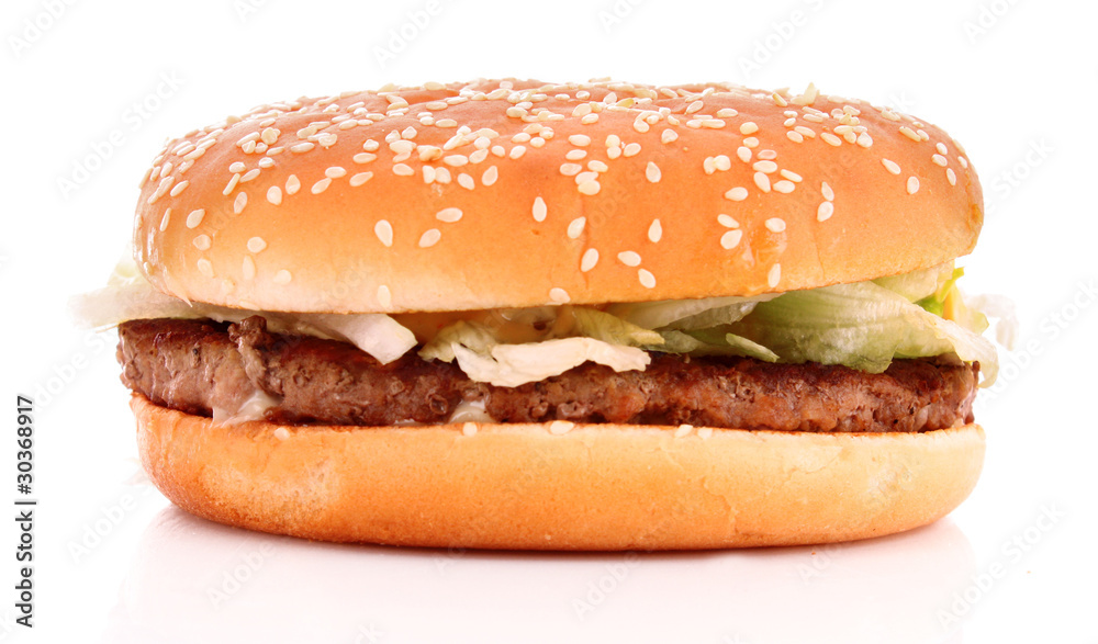 hamburger with vegetables on white background hamburger with vegetables on white background