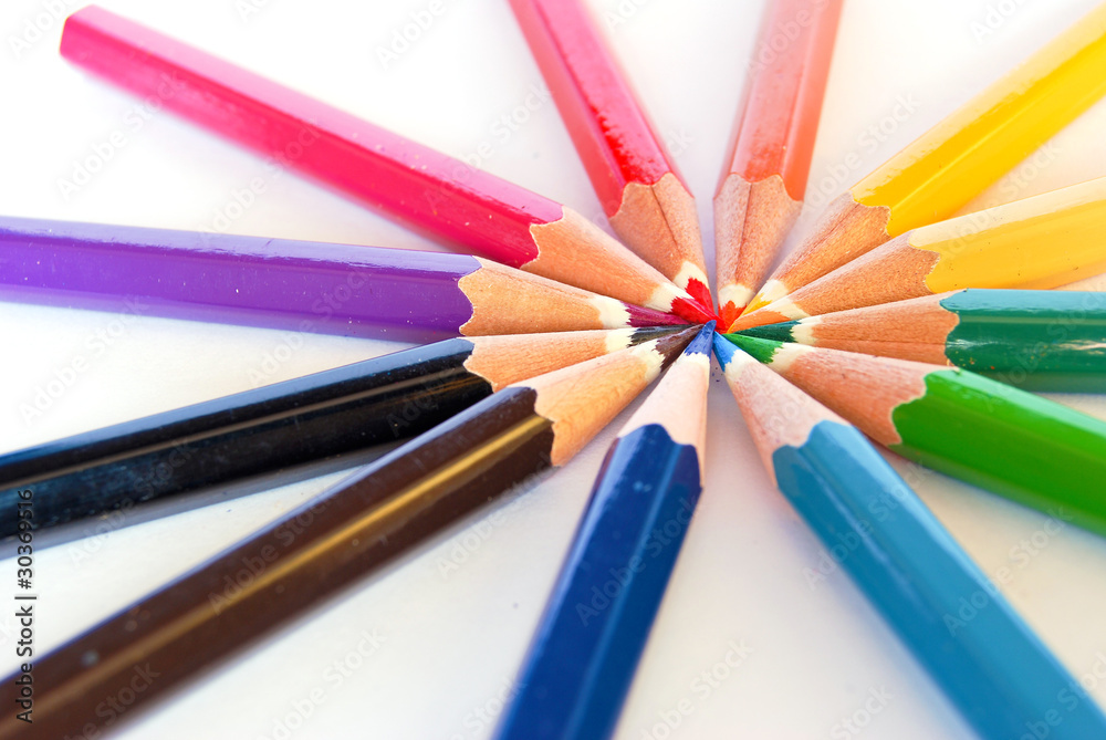 color pencils on white background color pencils on white background