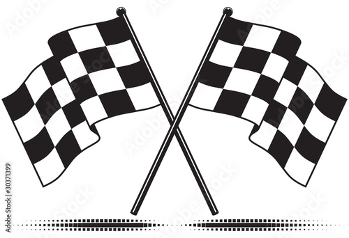 Vector checkered flags - reached the goal. Gradient free. photo