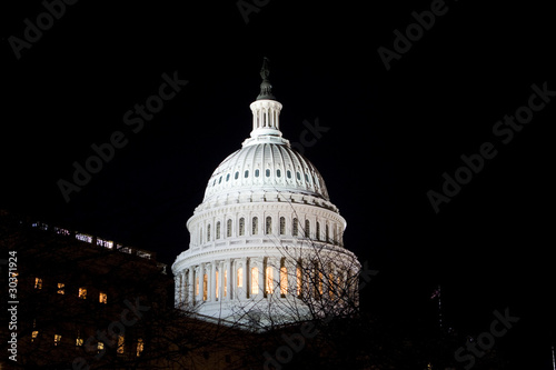 Dome US Capitol Building Washington DC USA Night