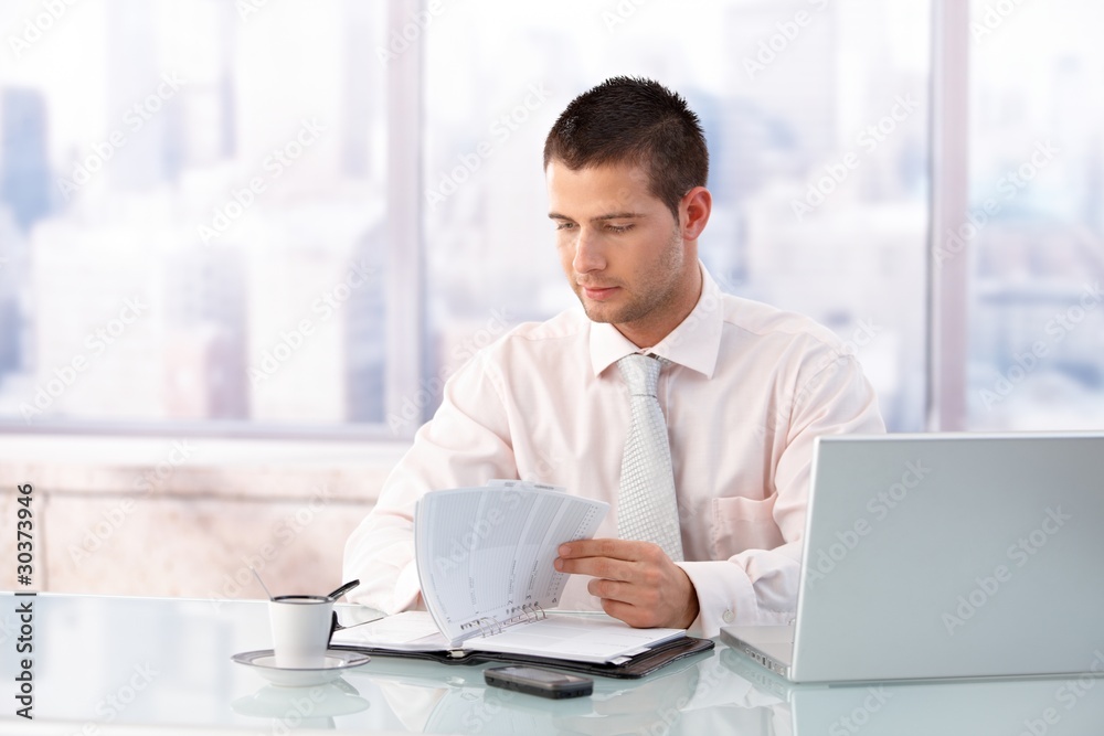 Young businessman working in bright office Young businessman working in bright office