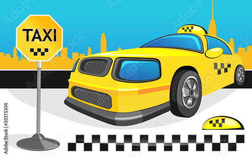 Fototapeta Naklejka Na Ścianę i Meble -  Yellow car taxi