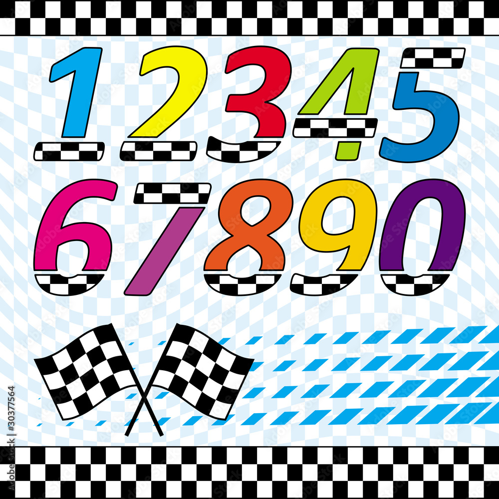 Racing theme design elements set &amp; checkered background Stock Vector ...