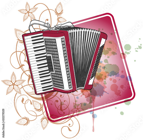 Accordion & floral calligraphy ornament