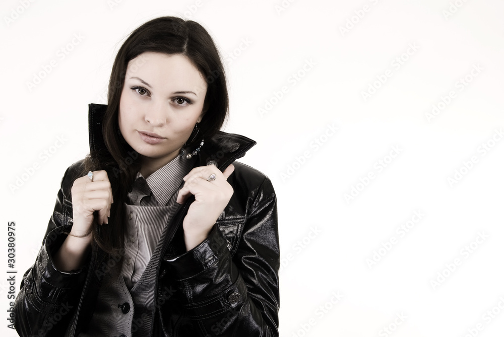 young girl in leather jacket young girl in leather jacket