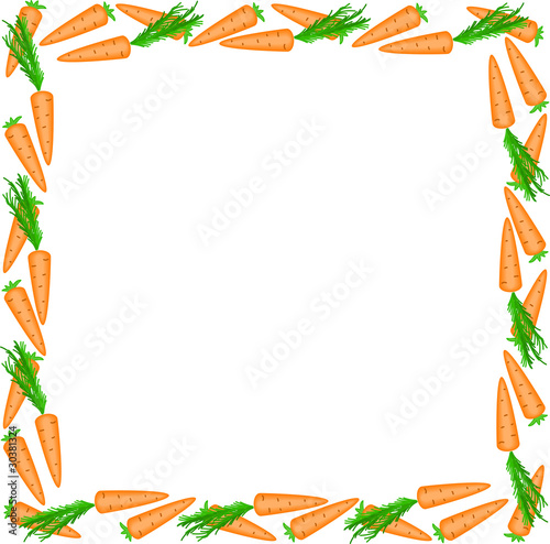square frame of carrots on a white background